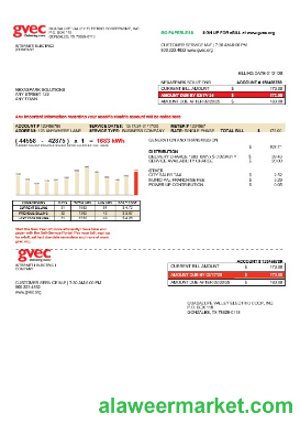 USA Texas GVEC business utility bill template in Word and PDF formats
